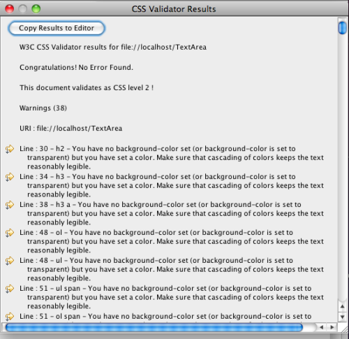 CSS Validator Results